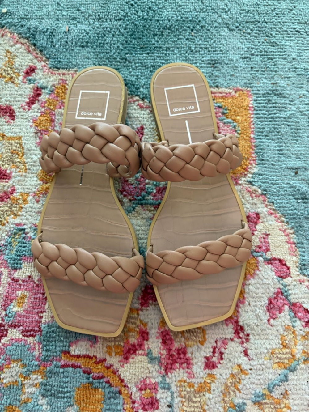 Dolce Vita Braided Double-Strap Slide Sandals - Taupe